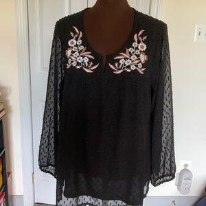 Tantrums black embroidered blouse